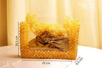 Golden Weave Beaded Shoulder Bag - Image 2