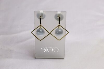 Gold Square Moonstone Earrings